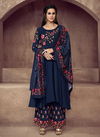 Navy Blue Colour Latest Fancy Designer Festive Wear Heavy Maslin Silk Worked Readymade Salwar Suit Collection 511